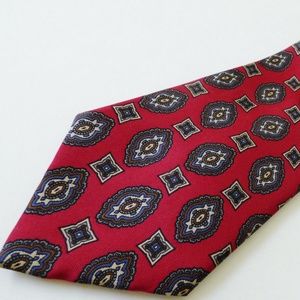 ISACO made in Italy Silk Necktie Tie Classic pattern Burdundy red color 60"L